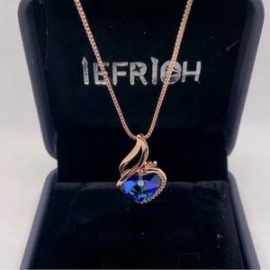 IEFRIOH Rose Gold Peacock Stone Pendant Necklace